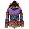 SHOPOHOLIC FASHION Felpa con Cappuccio Multicolore, con Patchwork, Motivo Arcobaleno, con Maniche a Strisce, Stile Hippy e Boho Purple XX-Large