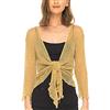 SHU-SHI, donne - Cardigan con coprispalle velato in maglia leggera, oro naturale, taglia unica