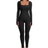 Yuson Girl Tuta Intera Donna Sportiva Yoga Jumpsuit Maniche Lunga | Push Up Pagliaccetto, Sportivo, Scollo U, Tinta Unica Rompers, One Piece Palestra Bodysuit