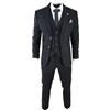 TruClothing.com Abito Nero da Uomo 3 Pezzi Scacci Retro Vintage Blinders Gatsby 1920s - Nero 54