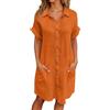 Generico Vestito Donna Estivo Abiti Estivi Corto Elegante Primaverile Mare Cotone Abbigliamento Dresses for Women Vestiti In Curvy Casual Corti Abito Da Spiaggia Prendisole Vestitino Copricostume,Arancione,XL