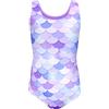 Aquarti Costume Piscina Bambina Intero con Stampa - Resistente, Confortevole e alla Moda, Sirena/Viola/Porpora, 140