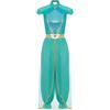 Kvysinly Mono De Baile Donna Costume Di Aladino Donna Costume Da Principessa Jasmine Con Frange Danza Del Ventre Halloween Natale Cosplay S4xl Azzurro chiaro XXL