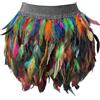 ZSUIQIN 1 Pezzi XL Piuma di Gallo Gonna, Piuma in Vita Alta Mini Gonna, Irregolare con Gonne, Halloween Decorazione Frange Decorative Fai da Te Piuma Gonna Corta Abito da Sposa(Colorato)
