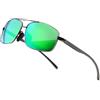 SUNGAIT Occhiali da Sole Polarized Man Lightweight Rectangular UV400 Protection (Gunmetal Frame-Green Mirror Lens)