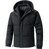Generic Giacca imbottita da uomo taglie forti con cappuccio, invernale, trapuntata, calda, con cerniera, impermeabile e antivento, per snowboard, nera, taglia 6XL