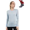 Merino.tech Maglia Termica Donna Lana Merinos - 100% Lana Merino + Calzini (Small, 165 Arctic)