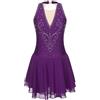 Oyolan Vestito da donna Pattinaggio Artistico Strass Manica Lunga Body Ginnastica Danza Vestito Spettacolo S-XXL
