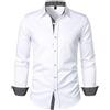 Generico Camicia Bianca Uomo Slim Fit - Camicia A Maniche Lunghe con Risvolto A Abbinati alla Moda Casual da Uomo La Camicia