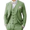 Leader of the Beauty Abito da uomo in lino 3 pezzi formale da uomo d'affari blazer pantaloni abito con risvolti a tacca matrimonio testimoni dello sposo abbigliamento per feste, Verde salvia, 68