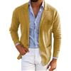 Generisch Cardigan da uomo bianco, da uomo, elegante, blazer alla moda, tinta unita, per le mezze stagioni, caldo, per il tempo libero, traspirante, comodo, per le attività all'aria aperta, gold, 3XL