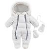 Geagodelia Tuta da Neve Neonati Cappotto Invernale da Bambini Tuta da Bambino Tuta con Cappuccio con Cerniera Pagliaccetto con Stivaletti e Guanti (Bianco B, 18-24 mesi)