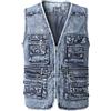 KTWOLEN Gilet di Jeans da Uomo Vintage Giubbino di Jeans Smanicato da Moto Giacca Jeans Senza Maniche Multitasche Denim Gilet da Pesca Lavoro Caccia, Blu chiaro, 4XL