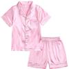 Verve Jelly Pigiama per Ragazzi e Ragazze Pigiama in Raso di Seta Camicia a Maniche Corte Top + Pantaloni 2 Pezzi Indumenti da Notte per Bambini Pigiami con Bottoni