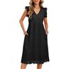 UMIPUBO Vestiti Estivi Donna Cotone Scollo a V Midi Vestito Senza Maniche Ruffles con Tasche Eleganti Boho Abito da Spiaggia Casual Colori Solidi Abiti Estivo