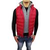 AK collezioni Giubbotto Smanicato Uomo Rosso Casual Piumino Gilet Bomber Invernale con Felpa Cappuccio Taglia S M L XL XXL 3XL (XXL, Rosso)