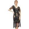 BABEYOND Vestito Anni '20 Donna con Paillettes, Perline e Frange Il Grande Gatsby Vestiti Donna Abito da Flapper Anni '20