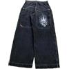Vagbalena Jeans da Uomo e da Donna Vintage Ricamati Hip-Hop Y2K Street Dance, Pantaloni in Denim Unisex a Vita Alta Larghi con Stampa Gotica e Tasche Grandi (Colore12,S)