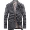 Generic Blazer casual da uomo, slim fit, a maniche lunghe, in cotone lavato, casual, blazer, Grigio, S