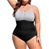 heekpek Costume da Bagno Donna Intero Taglie Forti Modellante con Scollo U Costume Intero Donna Contenitivo Pancia Costume Mare per Seno Grande, Strisce Bianche Nero, 3XL