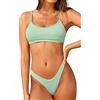 SHEKINI Costumi da Bagno a Costine Bikini Brasiliano Fascia Imbottita Pantaloni Perizoma High Cut Bikini SGAMBATO (Verde Chiaro, S)