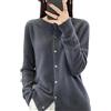 Youllyuu Maglione Cardigan Girocollo in Lana 100% Cappotto Maglione in Cashmere Maglione Sottile Lavorato a Maglia Tinta Unita Dark gray9 S