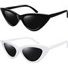 Joopin Occhiali da Sole Occhi di Gatto Donna Polarizzati Protezione UV400 Retro Vintage Triangolari Farfalla Punta Cat Eye Occhiali Donna da Sole (Bianco e Nero)