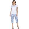 e.Femme® Pigiama da Donna Nicole II 945 in 50% Cotone e 50% Modal, Blu con Stampa, 46