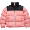 Generic Piumino da uomo a blocchi di colore addensare caldo cappotto invernale con giogo nero unisex piumini trapuntati impermeabili, rosa, XXL