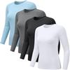 NuCamper Maglia Termica Donna Manica Lunga Intimo Termico Traspirante a Compressione T Shirt Donna Maglietta Elegante Basic Tops Slim Fit Sottogiacca Autunno Inverno per Sportiva Sci Running Ciclismo