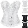 Shyllin Corsetto per Donne, Corpetto Top in Pizzo, Sexy Burlesque Overbust Corsetti Bustino Vintage Gotico Nero,Halloween Carnevale Natale balli feste (IT, Testo, XS, Regular, Regular, White)