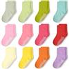 ARERWA Calzini antiscivolo per bambini, 12 paia di calzini per bambini, antiscivolo, in misto cotone, per bambini da 1 a 10 anni