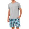 Leversic Pigiama Uomo Estivo Pigiami Corto Estivi Set Due Pezzi a Maniche Corte e Pantaloncini a Quadri S-4XL