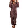 Geagodelia Pagliaccetto in Peluche da Donna Pigiama Intero Invernale Pile di Corallo Tuta a Maniche Lunghe Tutina Cerniera Felpe con Cappuccio in Peluche Indumenti da Notte (Caffe, M)