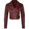 Infinity Leather Giacca Corta Bordeaux da Donna in VERA PELLE da Motociclista Chic Gotica 3XL