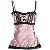 MANGMAO, Top Corto da Donna, Grunge 2000s, con Spalline Sottili, Streetwear Vintage, Y2k, Rosa e nero., M