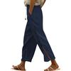 Surttan Pantaloni Lunghi Donna in Cotone e Lino con Bottoni Laterali e Spacco Modello Gamba Larga Dritta Ampio con Vita Elastica Pantaloni Casual Leggeri e Comodi Tinta Unita Pant Spiaggia 9/10 Lunghezza