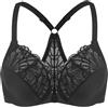 MELENECA Donna Reggiseno Taglie Forti Apertura Davanti Pizzo Racerback con Ferretto Schwarz 3B