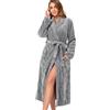 RONGTAI Vestaglia da Donna in Pile, Morbida e Calda, Lunga, in Pile Soffice, Camicia da Notte, Grigio, Small