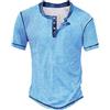 Generisch Maglietta in spugna da uomo, a maniche corte, estiva, casual, da uomo, in seta, Azzurro, L