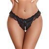 Avidlove Mutandine da donna in pizzo intimo panty vita bassa perizoma con perle palla, nero, Medium