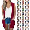 LZPCarra Gilet lavorato a maglia da donna senza maniche, da donna, lungo, taglie grandi, cardigan estivo, leggero, con tasche, giacca estiva, tinta unita, maglia fine, elegante