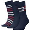 Tommy Hilfiger 8719965009202 TH - Calzini da uomo, 3P, con strisce, blu navy, 39-42