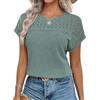 Chicrise Magliette Donna Colore Puro Basic T Shirt Manica Corta Larga Blusa Estiva Elegante Verde Grande 42-44