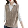 Dcvmvmn Maglione da donna gilet tinta unita con scollo a V senza maniche giacca casual con bottoni gilet cardigan gilet cappotto, Khaki9, M