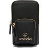 Braccialini B Braccialini Jinny Borsa a spalla portacellulare in similpelle di colore oro, chiusura zip e una tracolla in nastro logato rimovibile. Una tasca zip frontale.