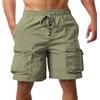 Generic Pantaloncini corti da uomo per attività all'aria aperta, taglie grandi, con elastico in vita, per l'estate, con tasche multiple, da lavoro, leggeri, sportivi, verde, XXL