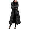 Earnmore Donna Piumino Cappotto Lungo Imbottito Inverno Cappotto con Cappuccio Elegante Giacca Lungo Caldo Leggero Piuma Cotone Outwear Invernale Parka Cappotti da Donna