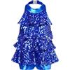 Freebily Body da Danza Classica Bambina Paillettes Halter Leotards Body da Balletto Abito da Pattinaggio Artistico Jazz Salsa Rumba Samba Danza Moderna Costume di Ballo Blu reale 7-8 anni