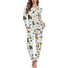 HUGS IDEA Pigiama da donna, 2 pezzi, a maniche lunghe, con pantaloni elasticizzati